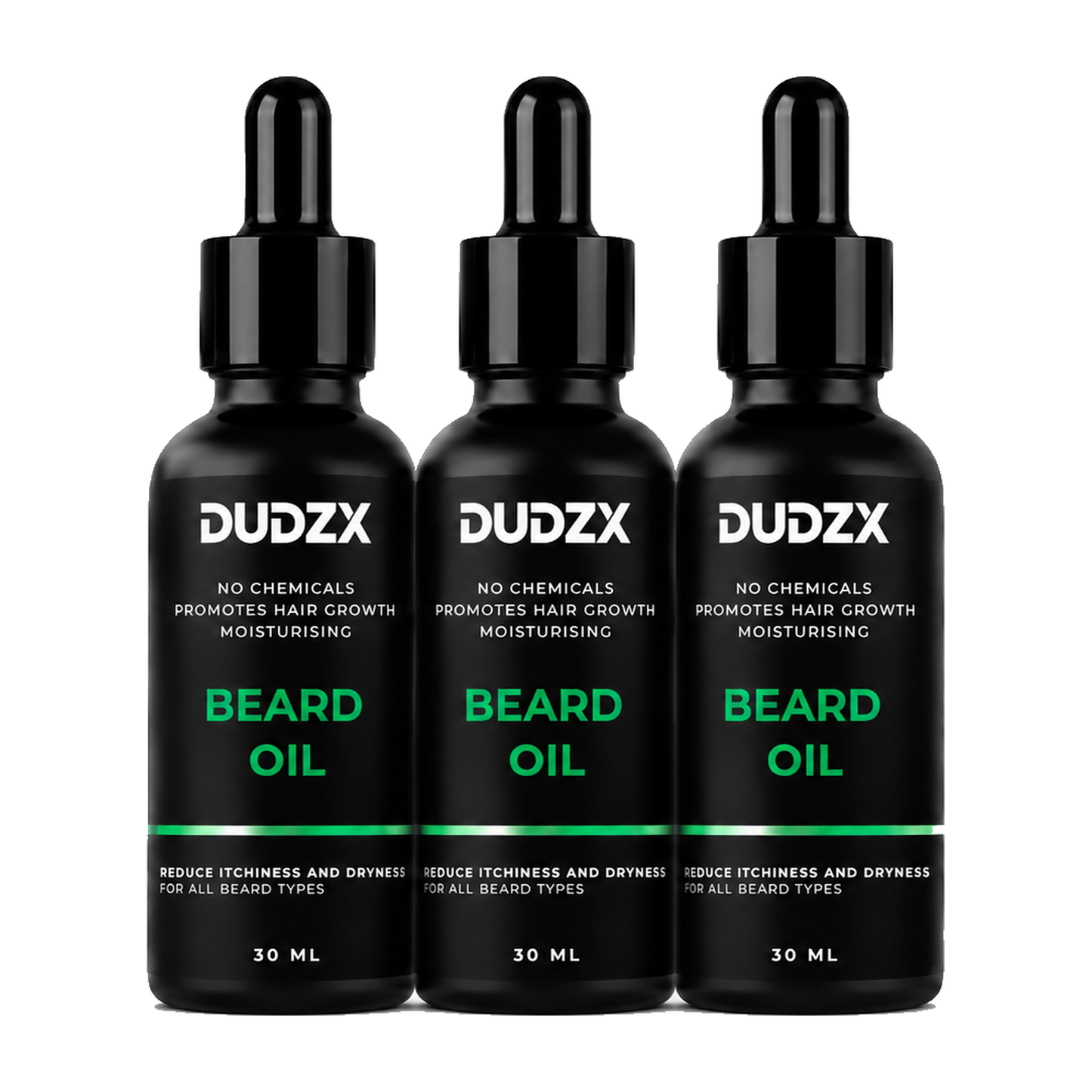 Dudzx Beard Oil 3-Pack Bundle — three full-size bottles, beard care Pakistan