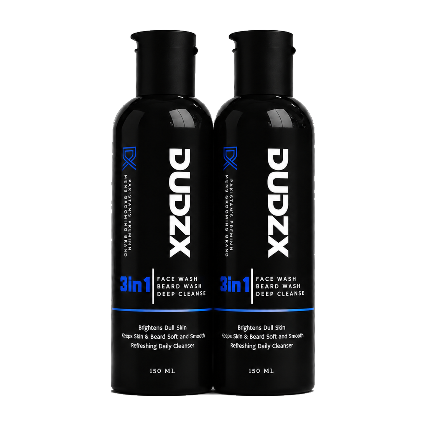 Dudzx 3-in-1 Face & Beard Wash 2-Pack Bundle — two full-size bottles, men's grooming Pakistan