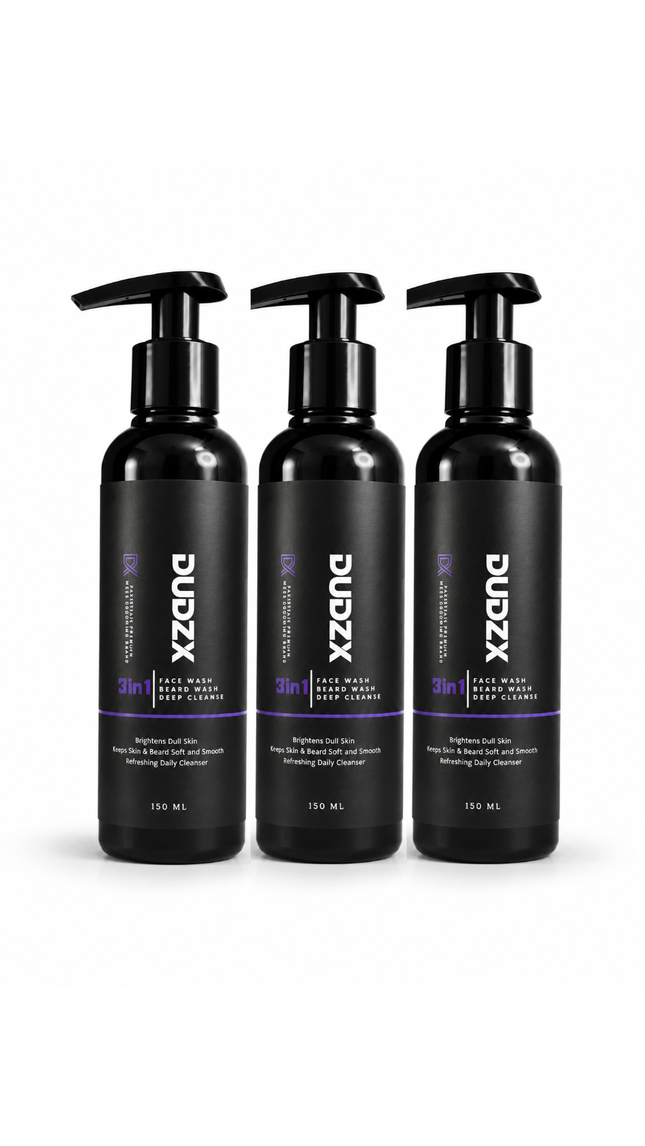Dudzx 3-in-1 Face & Beard Wash 3-Pack Bundle