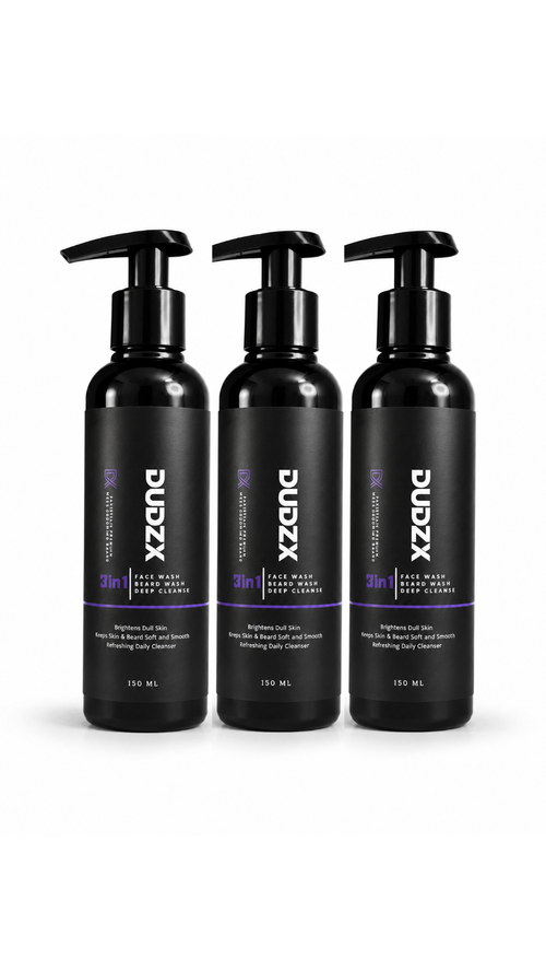 Dudzx 3-in-1 Face & Beard Wash — 3-Pack Bundle