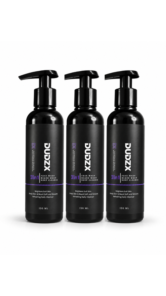 Dudzx 3-in-1 Face & Beard Wash 3-Pack Bundle