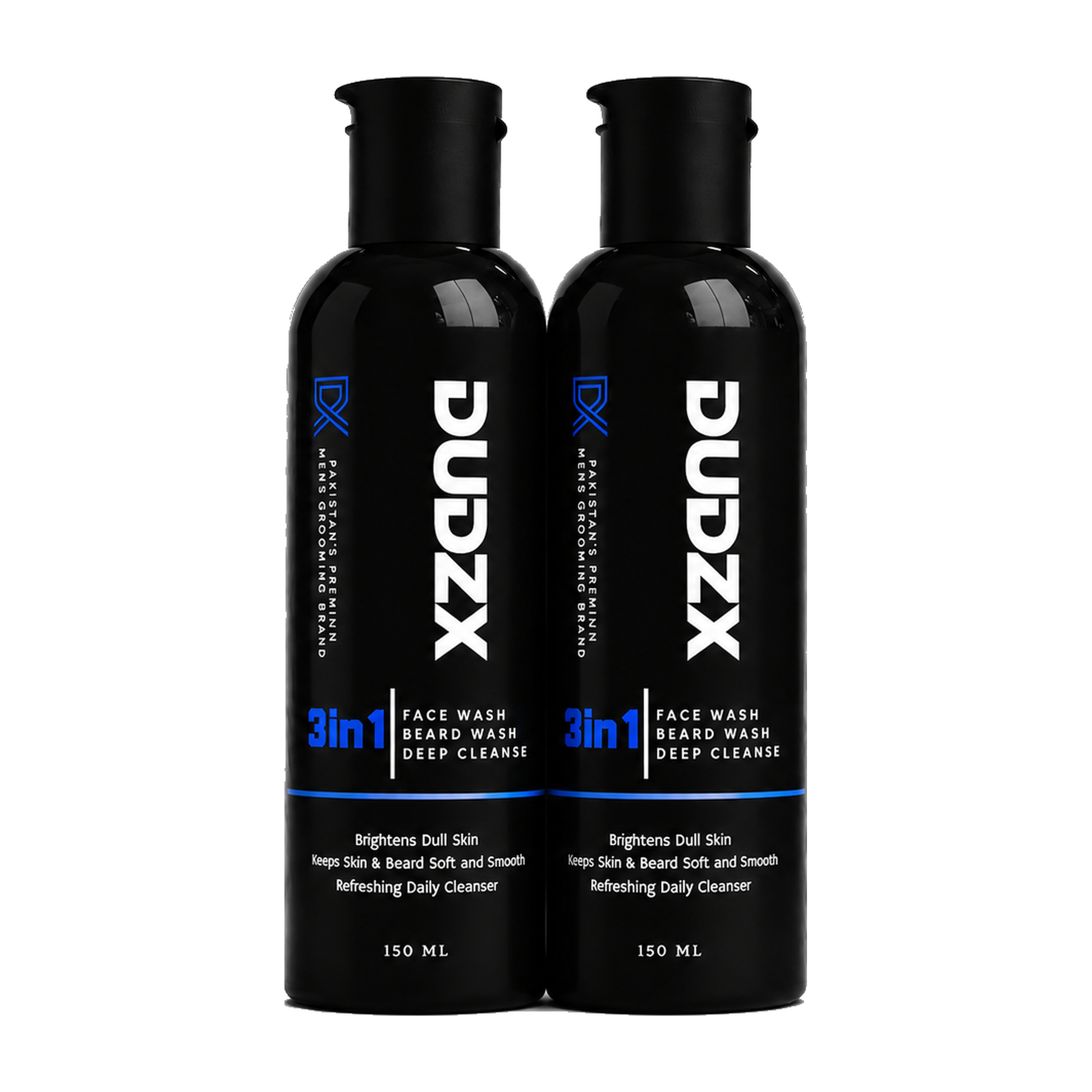 Dudzx 3-in-1 Face & Beard Wash 2-Pack Bundle — two full-size bottles, men's grooming Pakistan